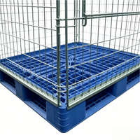 Cage à palettes en treillis métallique galvanisé robuste, conteneur à palettes en plastique pliable, cage de stockage empilable pour entrepôt, pour la logistique