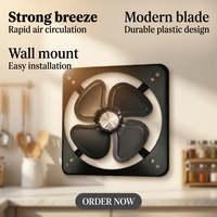 Ventilateur d'extraction industriel mural noir de 16 pouces, moteur en fil de cuivre 100%, alliage d'aluminium, haute vitesse, double roulement à billes, 220V