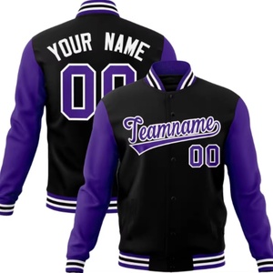 เสื้อแจ็คเก็ต Letterman Varsity สำหรับผู้ชายและผู้หญิง ผ้าคอตตอนผสม คอตั้ง ปักชื่อและหมายเลขได้ตามสั่ง สไตล์เบสบอล สตรีทแวร์ เสื้อโค้ทฤดูหนาว - Product Image 4