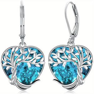 Orecchini Pendenti a Cuore Blu per Donne, Gioielli Eleganti Ispirati all'Oceano - Product Image 1