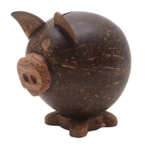 Hucha de Cáscara de Coco Hecha a Mano, Ecológica, Natural, para Ahorrar Monedas, Decoración para el Hogar, Artículo de Regalo - Product Image 1