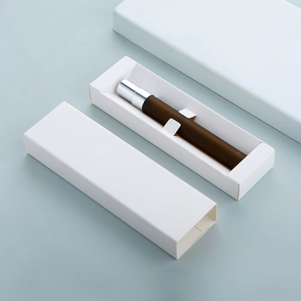 Matte amber perfume bottle + Silver sprayer + White box