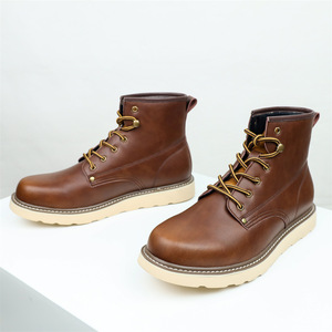 Bottes montantes oversize pour hommes, style britannique et américain, en cuir synthétique, avec fermeture éclair, mode rétro, pour le travail et l'extérieur - Product Image 1