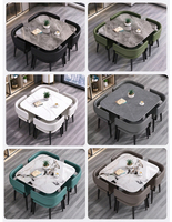 Ensemble de table à manger compacte de style rustique européen de luxe noir pour 4 personnes, pour salon