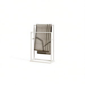 Toallero Rectangular de Hierro Blanco, Diseño Moderno, 80 cm, Accesorio de Baño Independiente - Product Image 1
