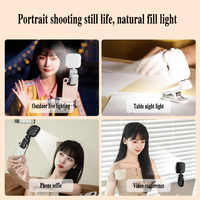 Lampe LED annulaire XKS USB Type-C rechargeable 200 mAh, mini portable à clipser, lumière d'appoint pour selfie à trois températures de couleur pour téléphone portable