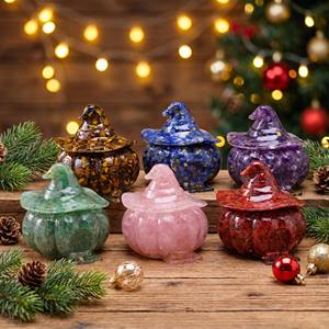 <span class=keywords><strong>Casa</strong></span> de Calabaza de Resina con Virutas de Cristal Natural, Recipiente para Dulces, Decoración para el Hogar de Halloween y Navidad, Adorno de Almacenamiento para Escritorio - Product Image 1