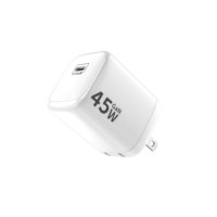 Adaptor Pengisi Daya Justlink PD 45W GaN Tipe-C USB-A dengan Colokan EU US UK, Pengisi Daya Dinding USB-C dengan Proteksi Anti Api untuk iPhone