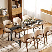 Table à manger industrielle moderne pour 8 personnes, 70,9 pouces de long, rectangulaire, écologique, réglable, avec pieds en acier
