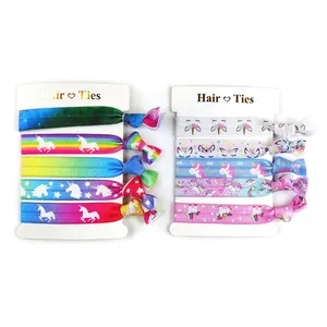 Benutzer definiertes Logo Elastic Wrist Band Mehrfarbiger elastischer Knoten Haar bänder Krawatten seile Haar gummis für Mädchen