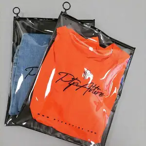 Черная застежка-молния на заказ, Прозрачная Футболка, одежда, одежда, упаковка из ПВХ, пластиковый пакет на молнии для упаковки одежды