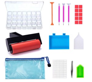 22 Pieces 5D Diamonds Painting Tools and Accessories Kits with Diamond Painting Roller and Diamond Embroidery Box for Adults