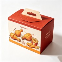 Boîte en carton pour restauration rapide, prix de gros, emballage pour poulet frit, vente chaude, boîtes à popcorn à emporter avec poignée, boîte à emporter