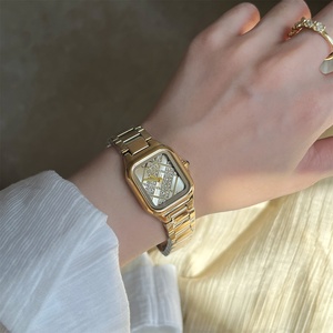 Trendy Luxury Women's Custom Wristwear Square Round <b>Watches</b> Stainless Steel Wristwatch Gold Quartz <b>Watches</b> for Ladies - Product Image 6