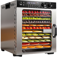 Batch 12 304 RVS Schaal Voedsel Dehydrator Groothandel 1100W Digitale 48H Timer Commerciële Jerky Fruit Vlees Voedsel Dehydrator