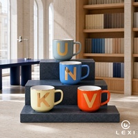 Mug à café en céramique personnalisé avec initiale en feuille d'or, bord doré, ensemble de monogrammes sur mesure, cadeau de Noël, vente en gros de tasses à café