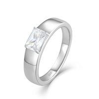 925 Sterling Silber 18K Vergoldeter Ring Rechteckiger Kubischer Zirkonia Breiter Bandring Stapelbar Damen Feiner Schmuck