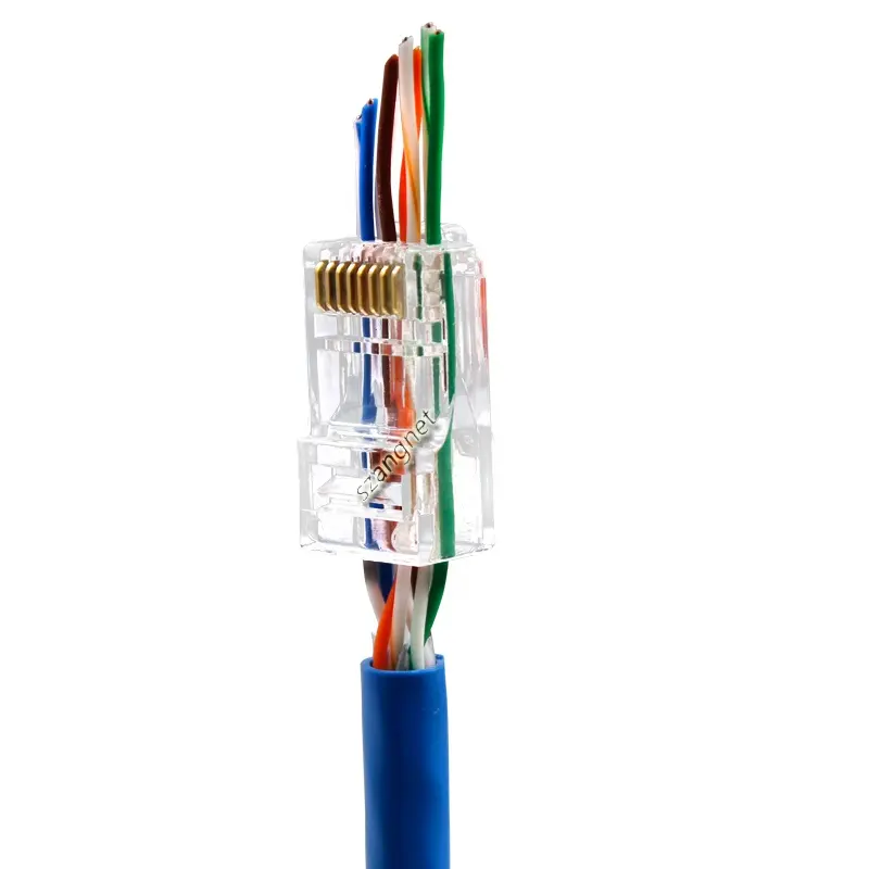 Ethernet Pass Throught Cat6 RJ45 Connector 8P8C Pass Through Cat5e Connector