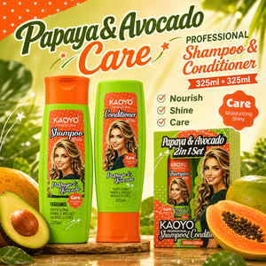 Ensemble Shampooing et Après-Shampooing à la Papaye Marque Blanche pour <span class=keywords><strong>Cheveux</strong></span> Secs Usage Quotidien – <span class=keywords><strong>Soin</strong></span> Capillaire Avocat pour des <span class=keywords><strong>Cheveux</strong></span> Lisses et Brillants - Product Image 2