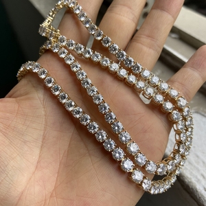 HQ 보석 힙합 쥬얼리 <span class=keywords><strong>24</strong></span> 인치 9K 진짜 옐로우 골드 VVS Moissanite 다이아몬드 5mm 테니스 체인 남자 목걸이 - Product Image 6
