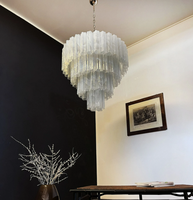 Lustre en verre de Murano 4 couches de design italien pour le salon et la chambre à coucher Lustre en verre blanc albâtre pour la décoration intérieure