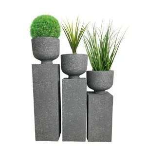 Popular Selling Floor Standing Pillar Vase Flower Planter Tall Sandstone Garden Pots