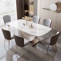 Ensemble de salle à manger de luxe moderne avec table à manger, table en pierre frittée 8 places, accents européens et sièges confortables