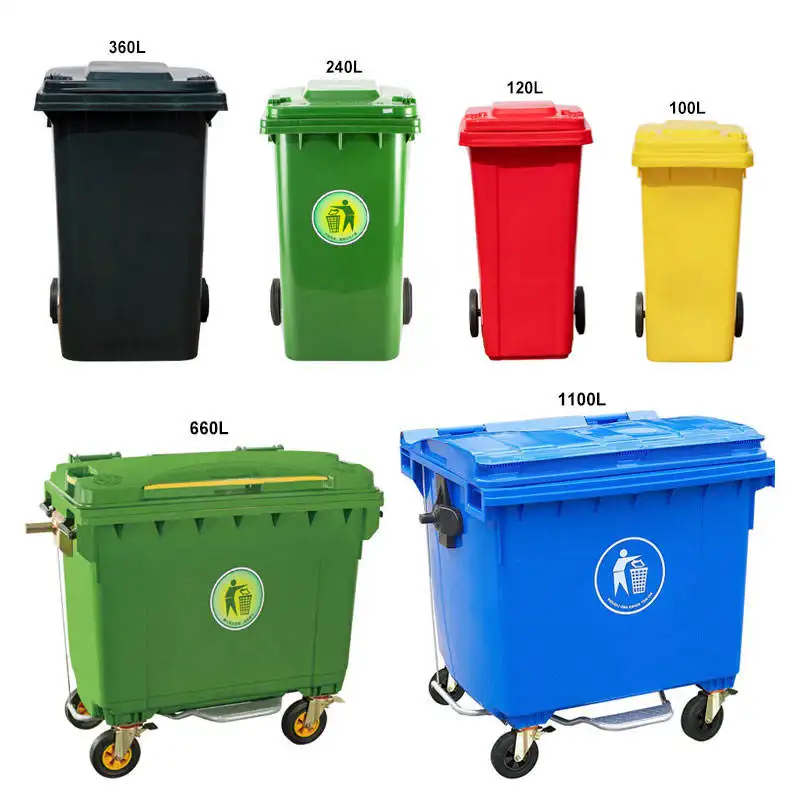 Heavy Duty Commercial Waste Garbage Bin Industrial Wheelie Bin 120l 240l 360l 660l 1100l Trash Container