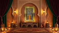 Calligraphie arabe traditionnelle, micro-gravure sur verre, art mural, grande toile, cadre doré, hall d'hôtel, taille personnalisée, décoratif