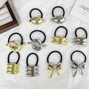 ग्रीष्मकालीन फैशनेबल बालों के सामान थोक सोने की प्लेटेड धातु पेलेंट लोचदार महिलाओं के बाल सहायक उपकरण - Product Image 4