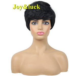 Prix de gros perruques pour femmes à la mode courte vague de couches bouclés noir quotidien ou fête perruques de cheveux synthétiques de haute qualité pour femmes - Product Image 6