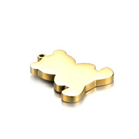 Yiwu Aceon Acier Inoxydable Mignon Animal Marque Logo Charme Mini Ours Estampillé Pierre Yeux Arc Noeud Logo Texte Date Bijoux Charme