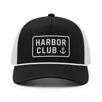 Casquette Trucker d'extérieur respirante et réglable avec logo brodé personnalisé, 5 panneaux, devant en sergé, dos en maille et détail corde
