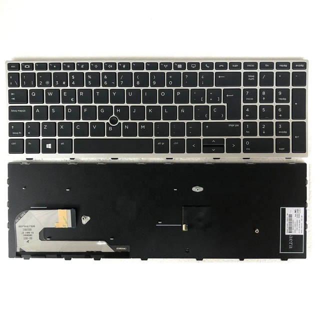 Spanish Latin Laptop Keyboard for HP Elitebook 850 G5 G6 755 G5 Zbook 15U G5 G6 Without Backlit With Silver Frame Black SP LA KB