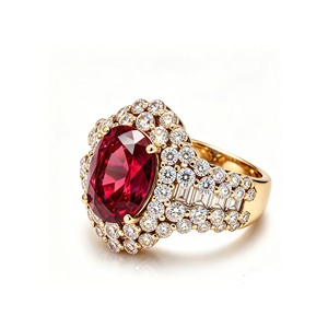 Custom <b>Silver</b>/9K/14K/18K <b>Solid</b> Gold Oval Gemstone Lab Grown Diamond Ring VVS-VS Quality Brilliant Cut Fashion Jewelry - Product Image 1