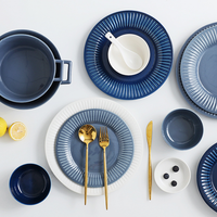 Chine gros luxe porcelaine dîner ensemble or céramique vaisselle grès assiettes ensembles vaisselle ensemble