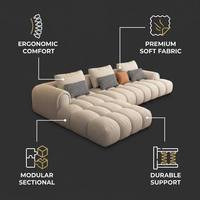 Modernes Luxuriöses Italienisches Cremeweißes Haustierfreundliches Kratzfestes Stoff-Puff-Cloud-Sofa Extra Tiefe Sitzfläche Wohnzimmer-Sofa-Set