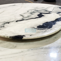 Nouveau design de luxe Base en acier inoxydable moderne dessus de table en marbre naturel rotatif pour cuisine ensemble de table à manger ronde à deux étages