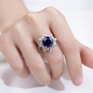 Anillo de Moda Messi Jewelry MSR-1905 PT950 con Zafiro Redondo, Anillo con Gema Azul - Product Image 5