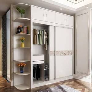 Fabricant chinois Dressing personnalisé Systèmes de placards muraux encastrés Chambre moderne Portes coulissantes Armoire de promenade en bois - Product Image 5