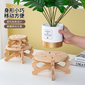 Plateau rond en bambou massif pour plantes, petit, portable, pour l'intérieur et l'extérieur - Product Image 4