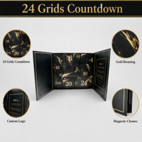 Kotak Kado 24 Grids Countdown Berlapis Kertas Multi-Kompartemen dengan Lapisan Bronzing, Sekali Pakai, Logo Custom