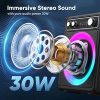 Máquina de Karaoke Todo en Uno / Altavoz Portátil con 2 Altavoces, Luces RGB, Sistema de Karaoke para el Hogar, Micrófonos Dobles para Interiores/Exteriores