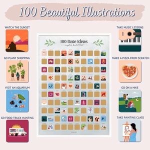 Impresión personalizada 100 Date Night Ideas Scratch Off Poster Parejas Scratch Game Poster Pareja's Bucket <span class=keywords><strong>List</strong></span> - Product Image 5