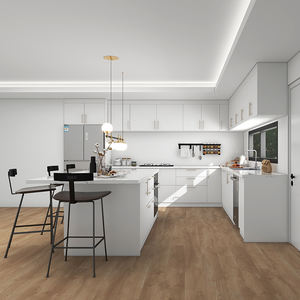 Foshan Factory <span class=keywords><strong>Outlet</strong></span> Venta Integrado Estilo abierto Granja Diseño MDF Cocina Buffet Gabinete Conjunto Diseño - Product Image 1