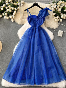 エレガントな宴会ドレス女性用ハイエンドライト高級セクシーロングフロア丈ダイヤモンドボウイブニングドレス - Product Image 2