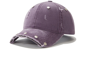 Cappello da Baseball viola alla moda alla moda stile stile non strutturato foderato di raso foderato cappello da papà - Product Image 3