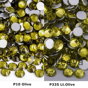 OLeeya Usine Vente en Gros Péridot Série Couleurs Non Hot Fix Cristaux de Verre Dos Plat Non Hotfix Strass pour Ongles Décoration - Product Image 2