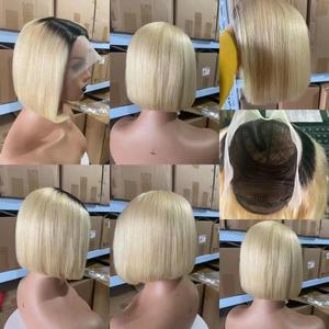 Perruque en dentelle 4x4, cheveux naturels couleur rose et cheveux humains, couleur naturelle à ombré, cheveux chinois lisses, boucles crépues, perruque <span class=keywords><strong>bob</strong></span> 13x4 t part - Product Image 4