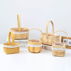 Panier en osier fait main en gros, paniers de décoration d'intérieur populaires, panier à fleurs en rotin tressé de style pastoral - Product Image 4